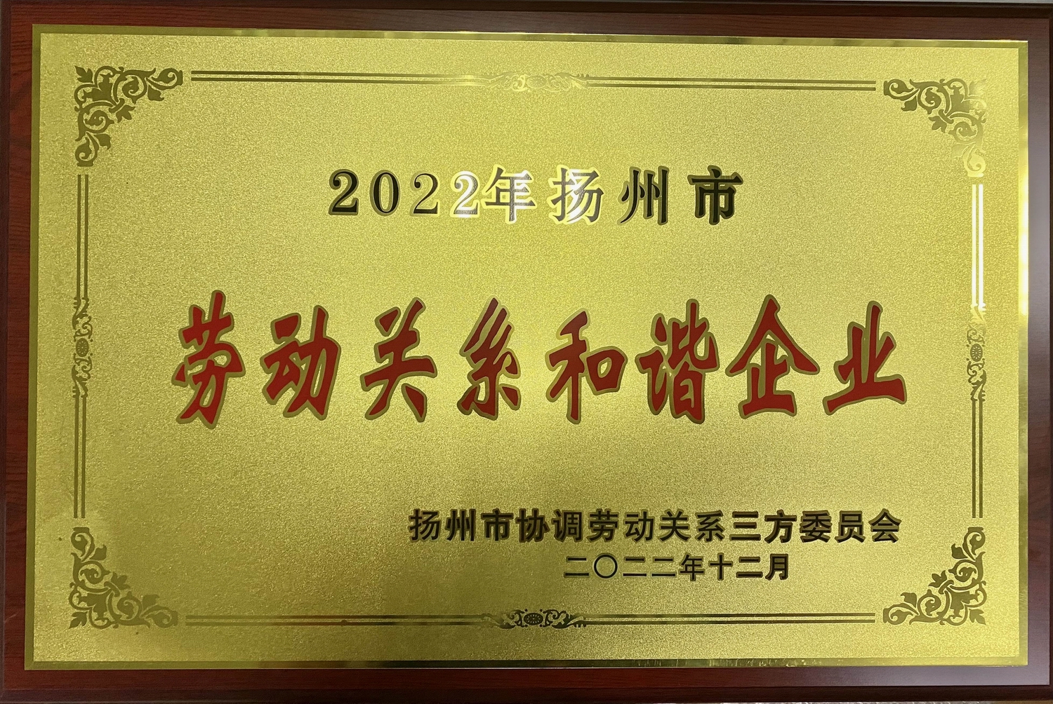 喜訊！江蘇帝一集團榮獲“2022年揚州市勞動關(guān)系和諧企業(yè)”稱號(圖2)